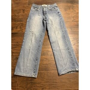 Express Bleus Wide Leg Jeans Womens 7/8 Short Light Wash Denim Pants Y2K 90s